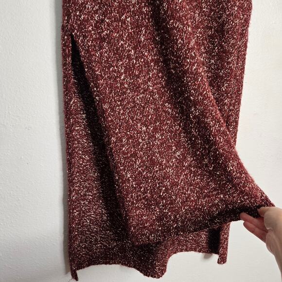 Anthropologie Wool Blend Knit Maxi Turtleneck Tank Sweater Tunic Size S Burgundy - Picture 7 of 13